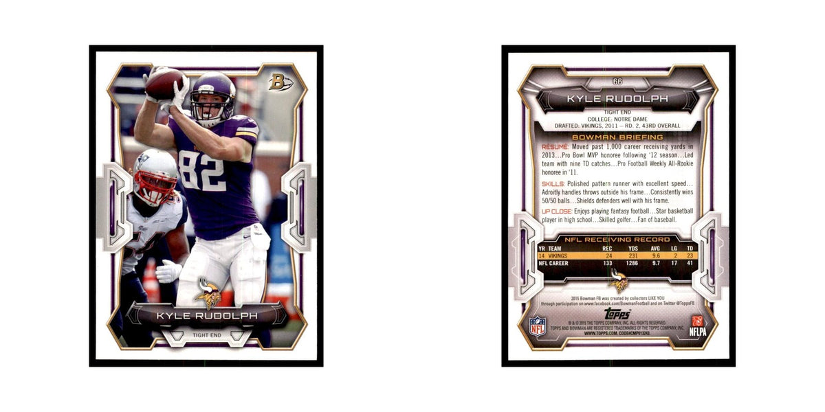 2015 Bowman Kyle Rudolph Football Cards #66