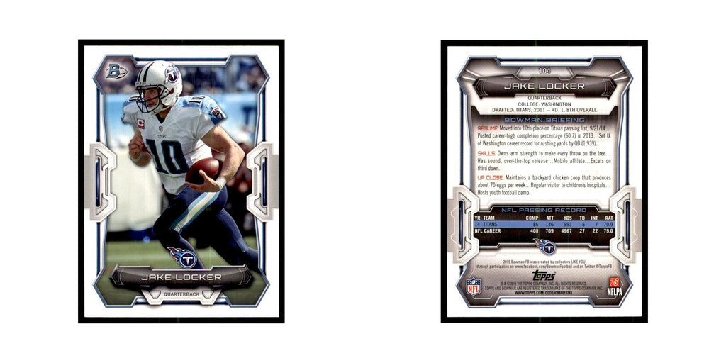 2015 Bowman Jake Locker Football Cards #104