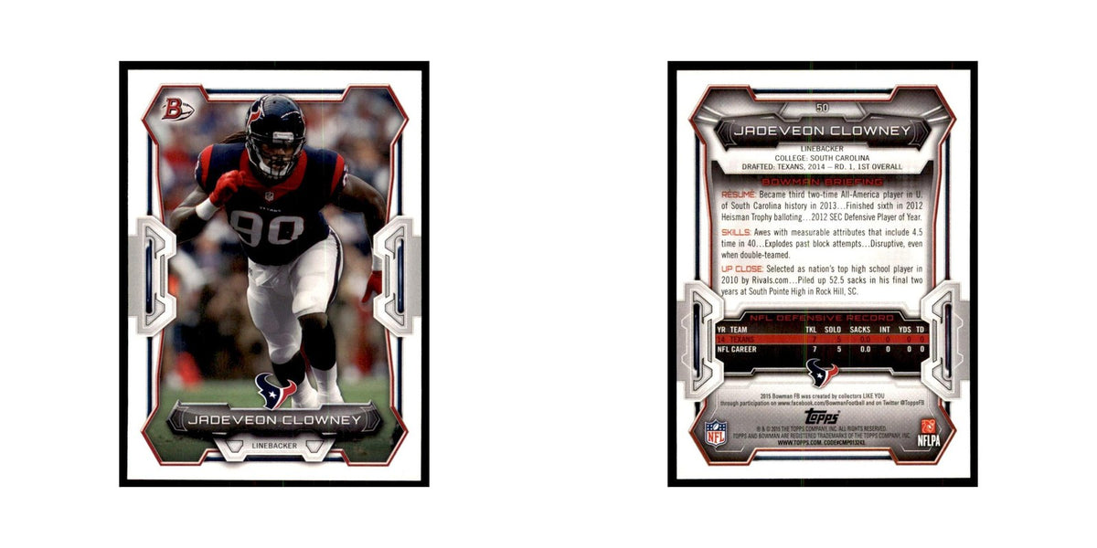2015 Bowman Jadeveon Clowney Football Cards #50