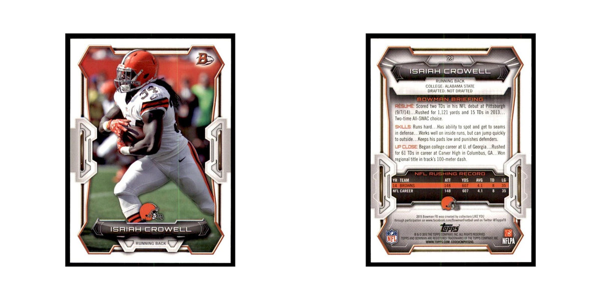 2015 Bowman Isaiah Crowell Football Cards #28