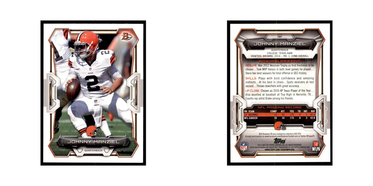 2015 Bowman Johnny Manziel Football Cards #25