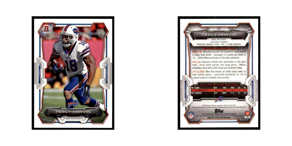 2015 Bowman Percy Harvin Football Cards #99