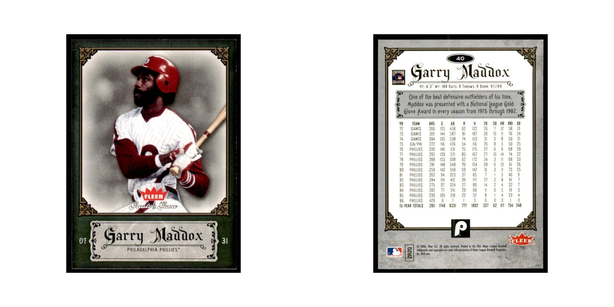 2006 Fleer Greats of the Game Garry Maddox Baseball Cards #40