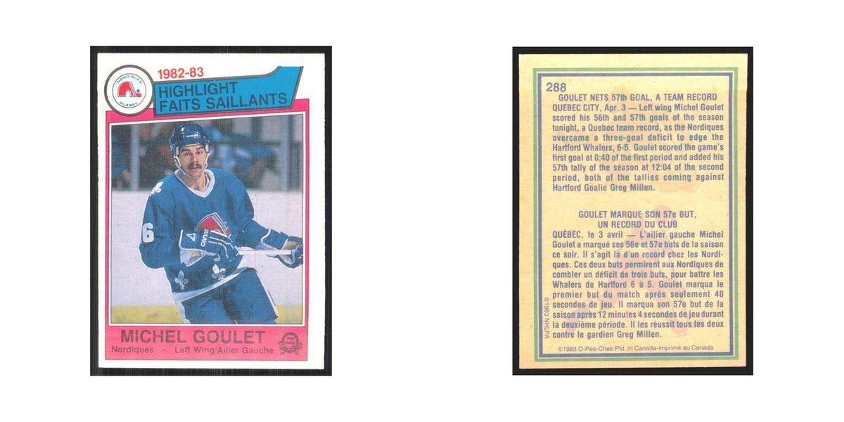 1983 O-Pee-Chee Michel Goulet Quebec Nordiques #288