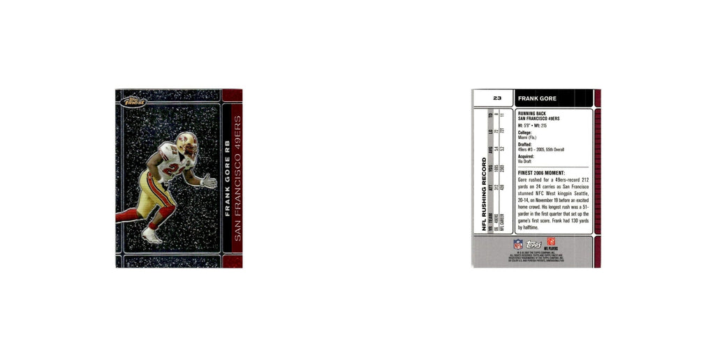 Frank Gore 2007 Topps Finest #23 Football Card NM