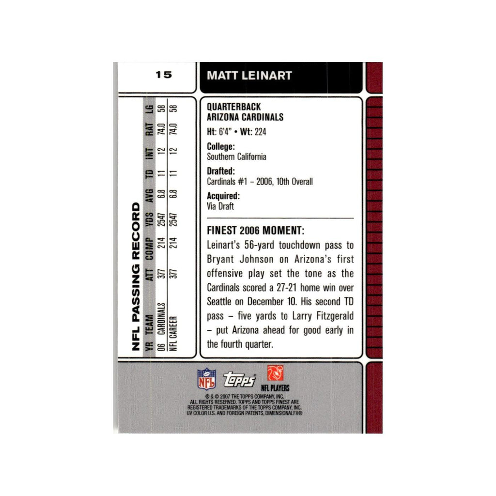 Matt Leinart 2007 Topps Finest #15 Football Card NM