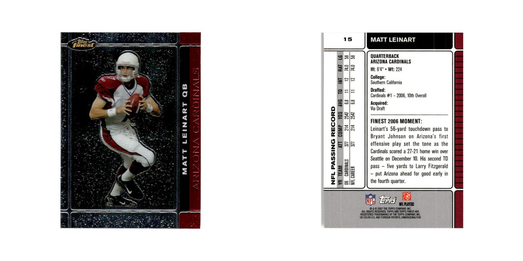 Matt Leinart 2007 Topps Finest #15 Football Card NM