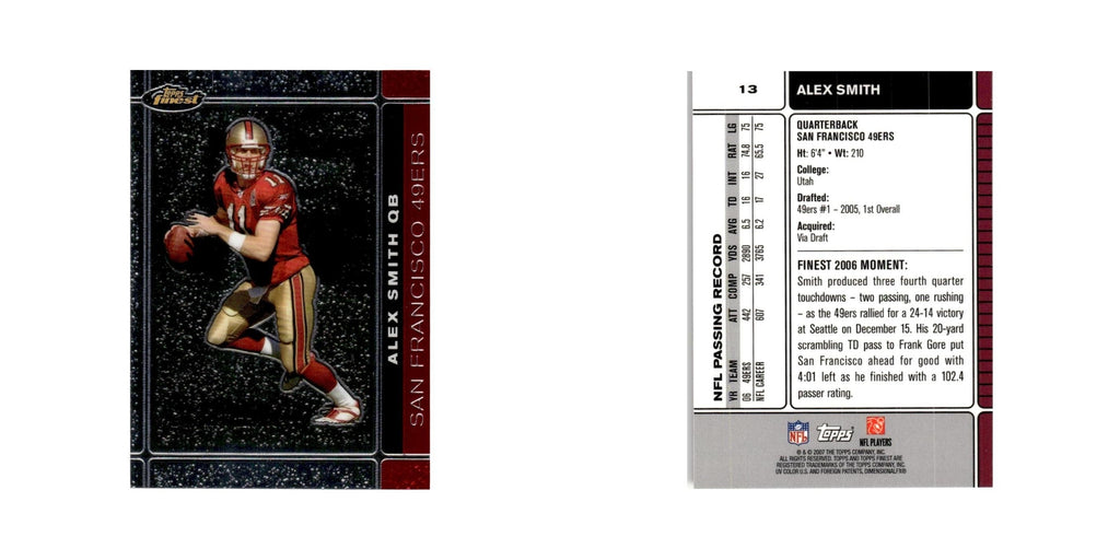 Alex Smith 2007 Topps Finest #13 Football Card NM