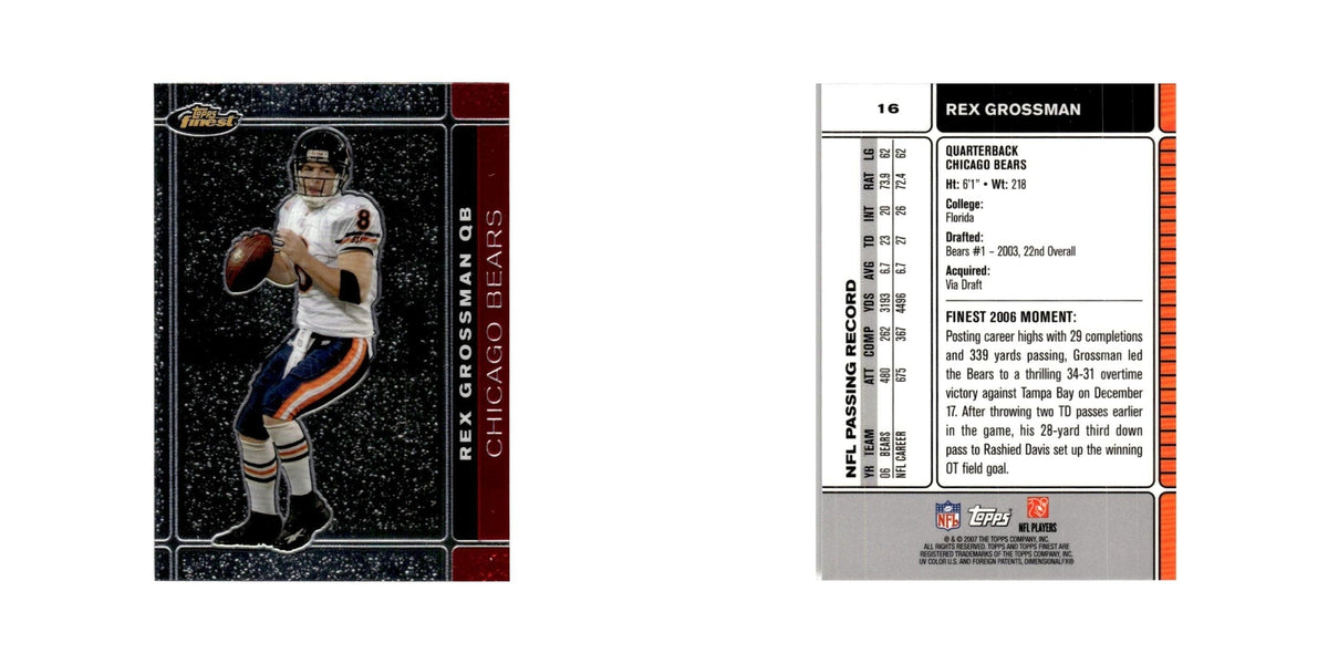 Rex Grossman 2007 Topps Finest #16 Football Card NM