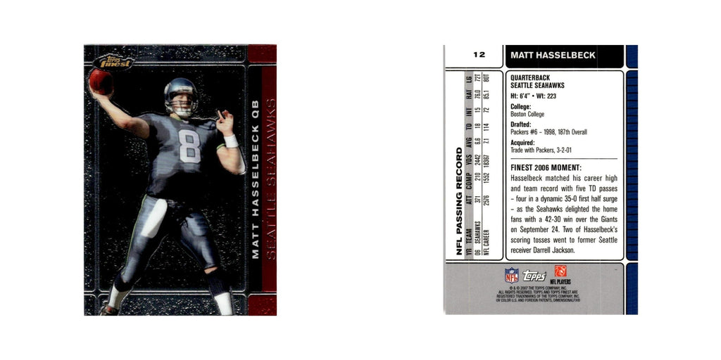 Matt Hasselbeck 2007 Topps Finest #12 Football Card NM