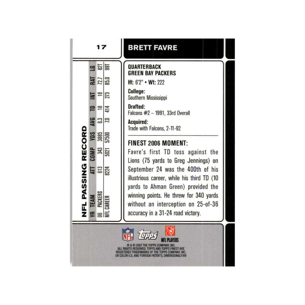 Brett Favre 2007 Topps Finest #17 Football Card NM