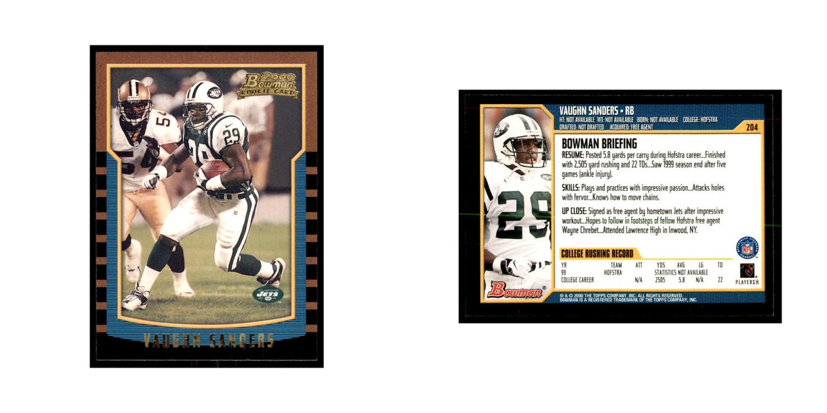 2000 Bowman Vaughn Sanders RC Football Cards #204