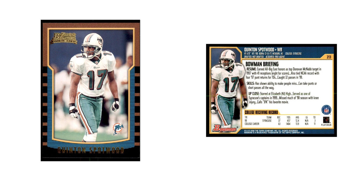 2000 Bowman Quinton Spotwood RC Football Cards #213