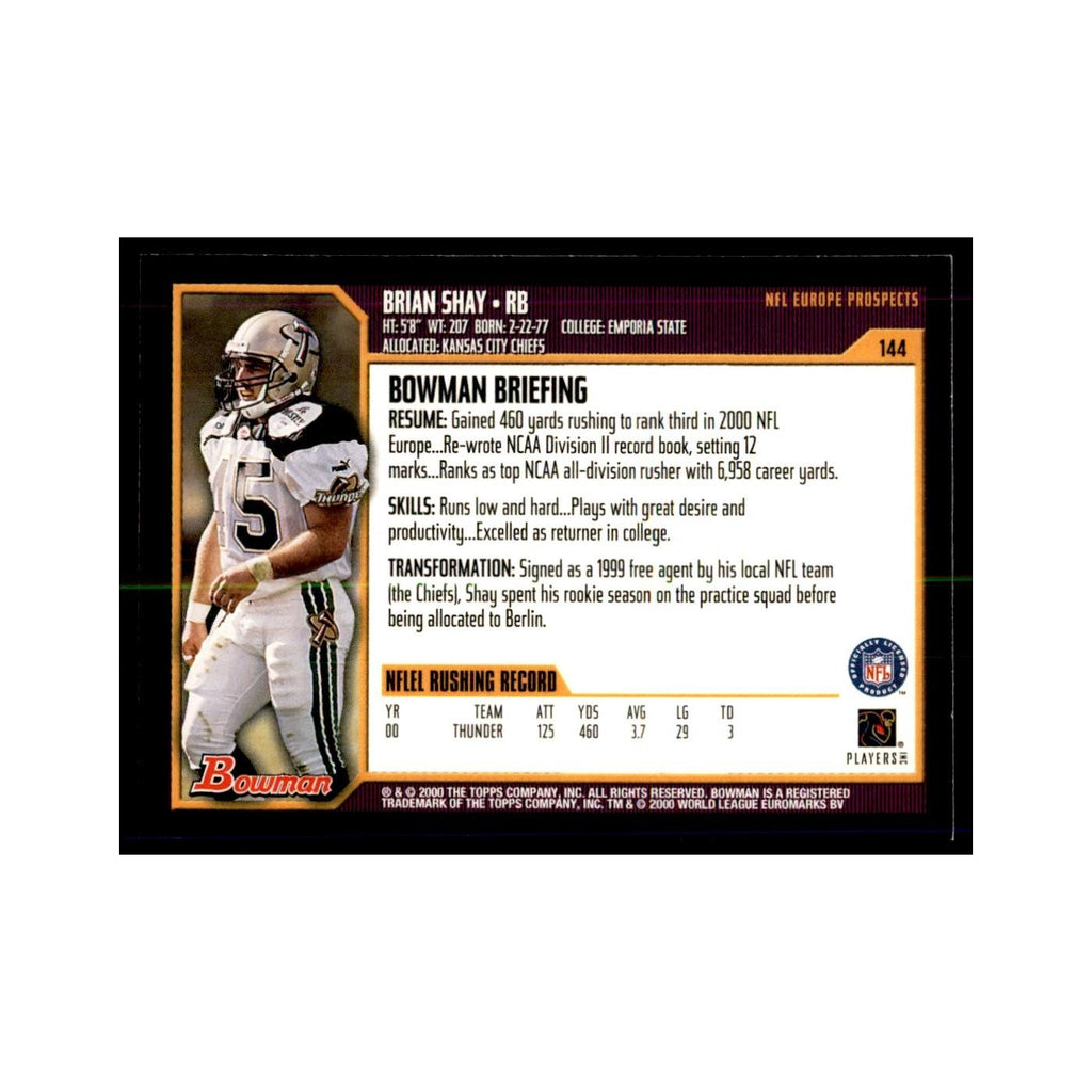 2000 Bowman Brian Shay RC Football Cards #144