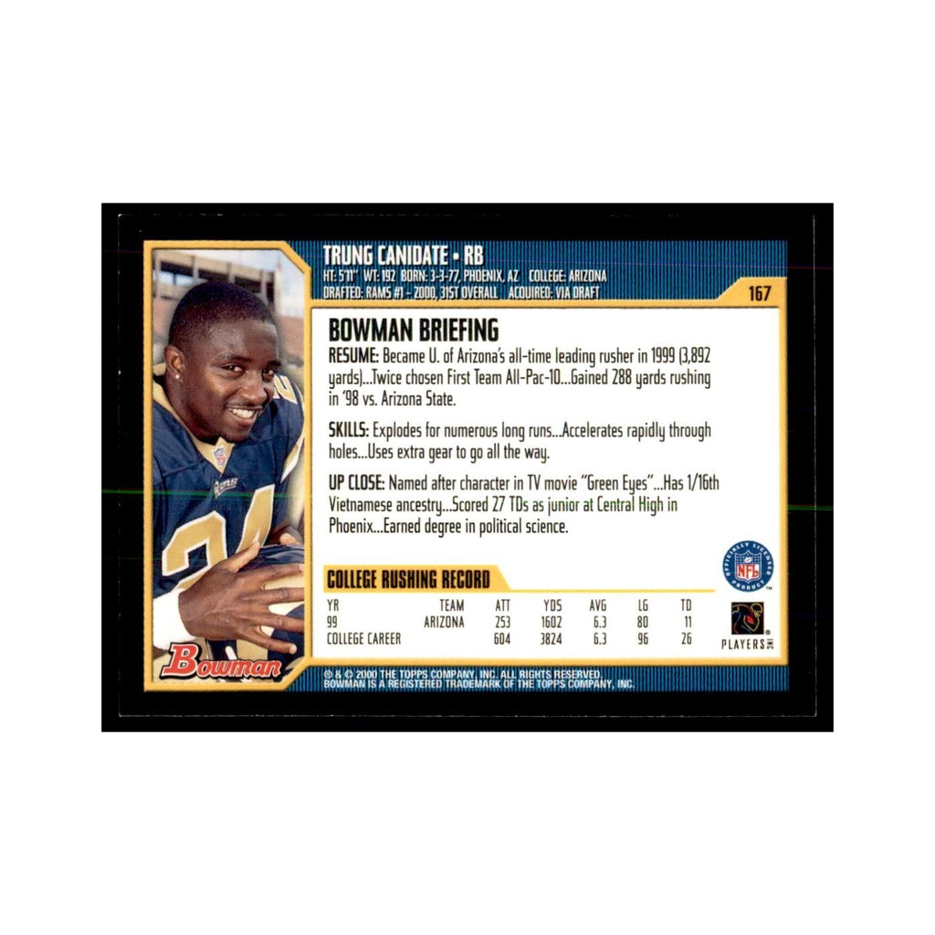 2000 Bowman Trung Canidate RC Football Cards #167