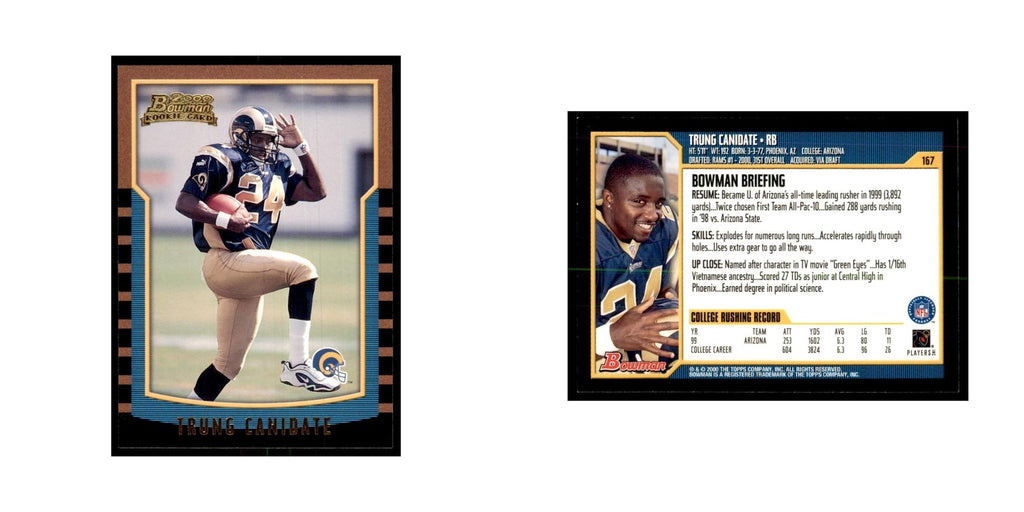 2000 Bowman Trung Canidate RC Football Cards #167