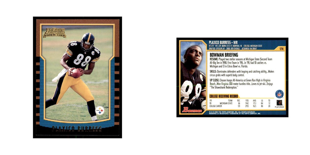 2000 Bowman Plaxico Burress RC Football Cards #174