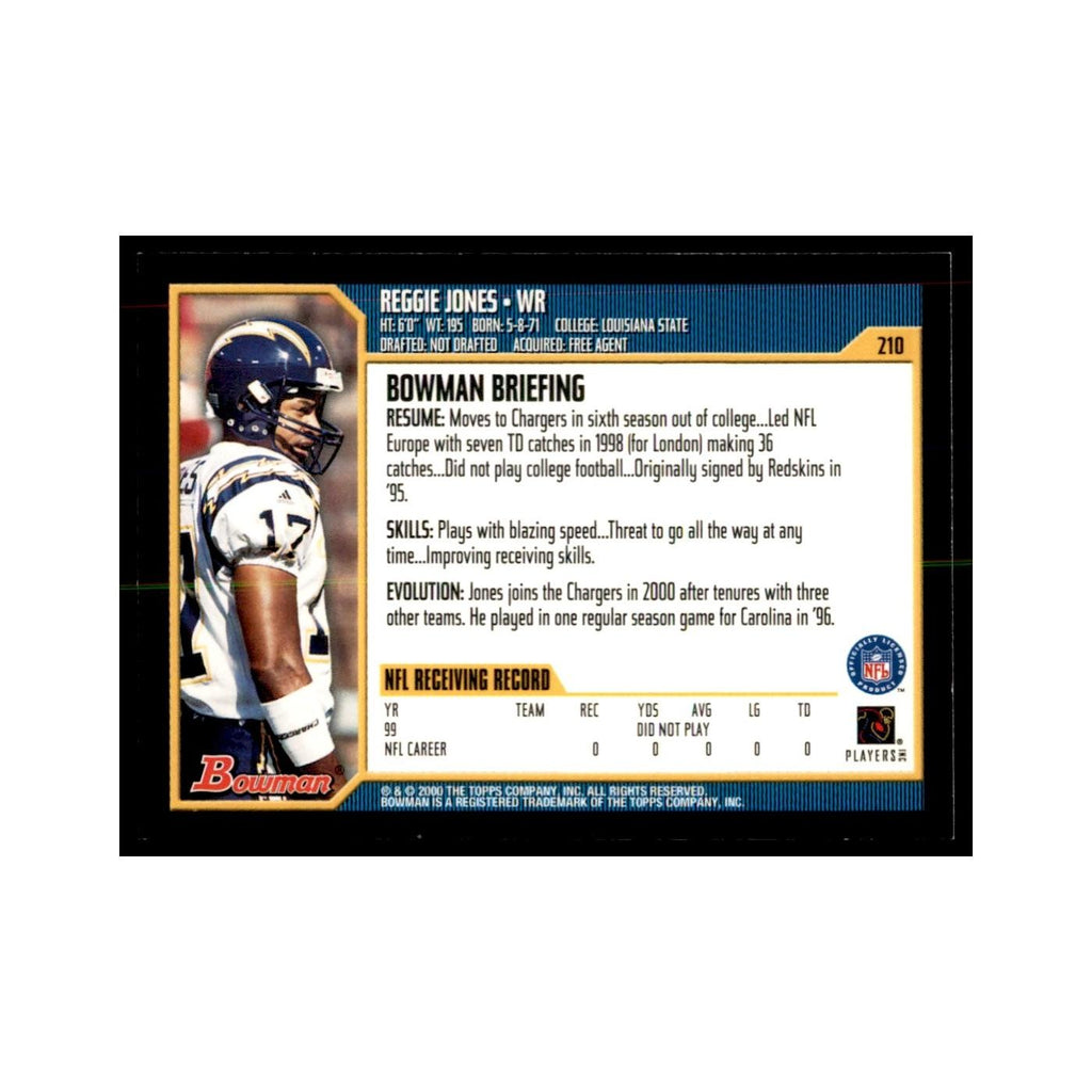 2000 Bowman Reggie Jones RC Football Cards #210