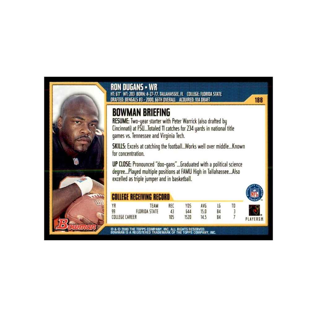 2000 Bowman Ron Dugans RC Football Cards #188