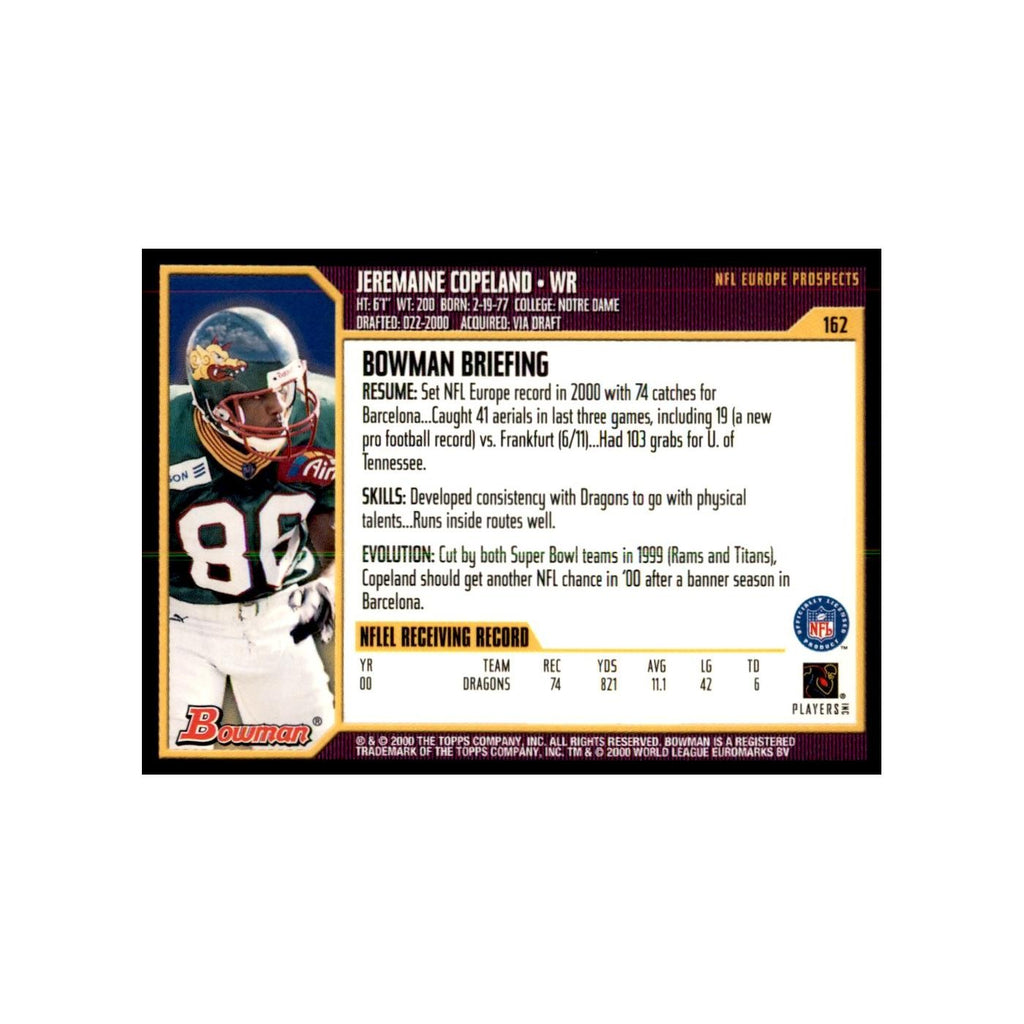 2000 Bowman Jeremaine Copeland RC Football Cards #162