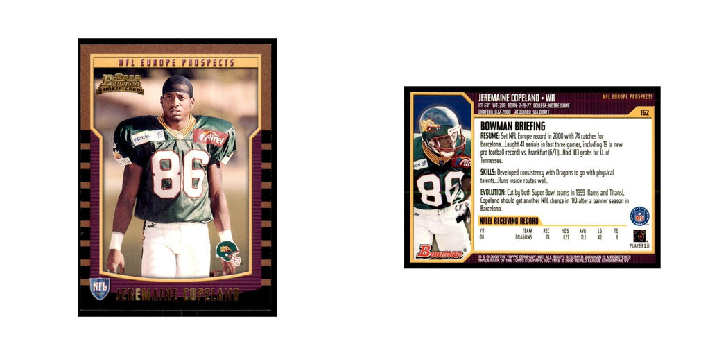 2000 Bowman Jeremaine Copeland RC Football Cards #162