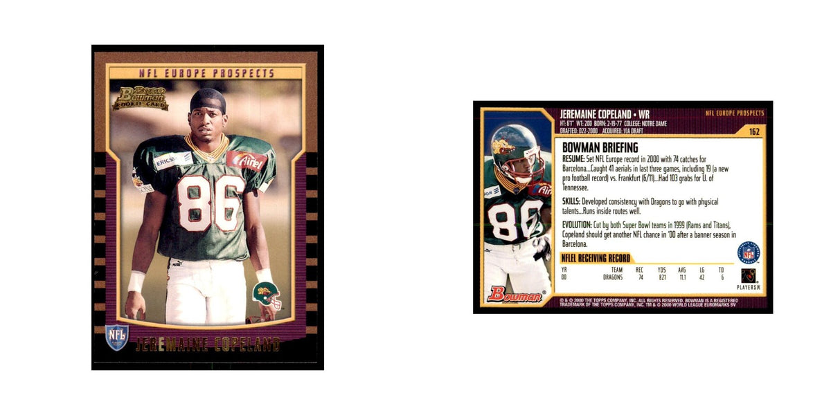 2000 Bowman Jeremaine Copeland RC Football Cards #162