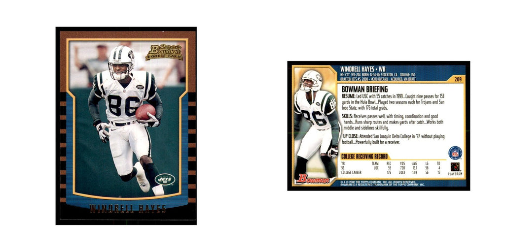 2000 Bowman Windrell Hayes RC Football Cards #209