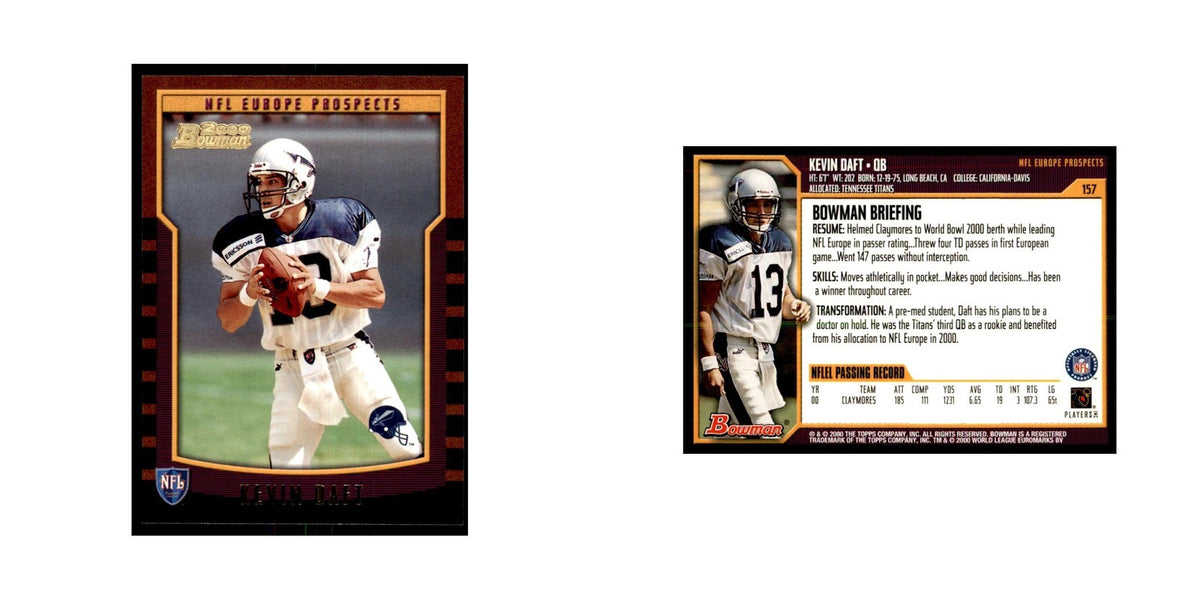 2000 Bowman Kevin Daft RC Football Cards #157