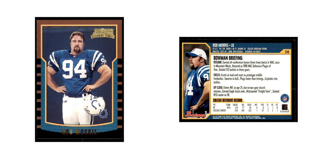 2000 Bowman Rob Morris RC Football Cards #214