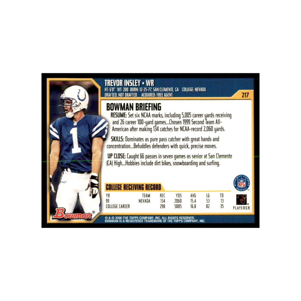 2000 Bowman Trevor Insley RC Football Cards #217
