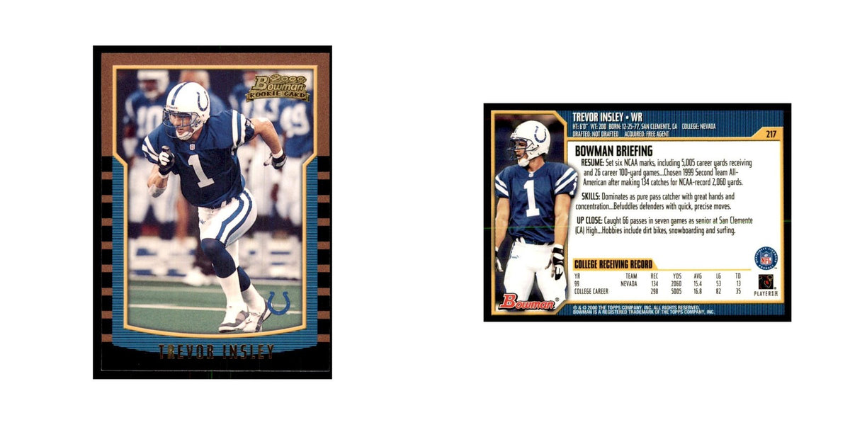 2000 Bowman Trevor Insley RC Football Cards #217