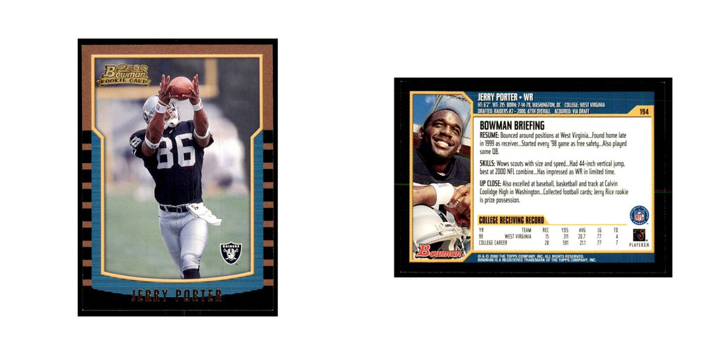 2000 Bowman Jerry Porter RC Football Cards #194