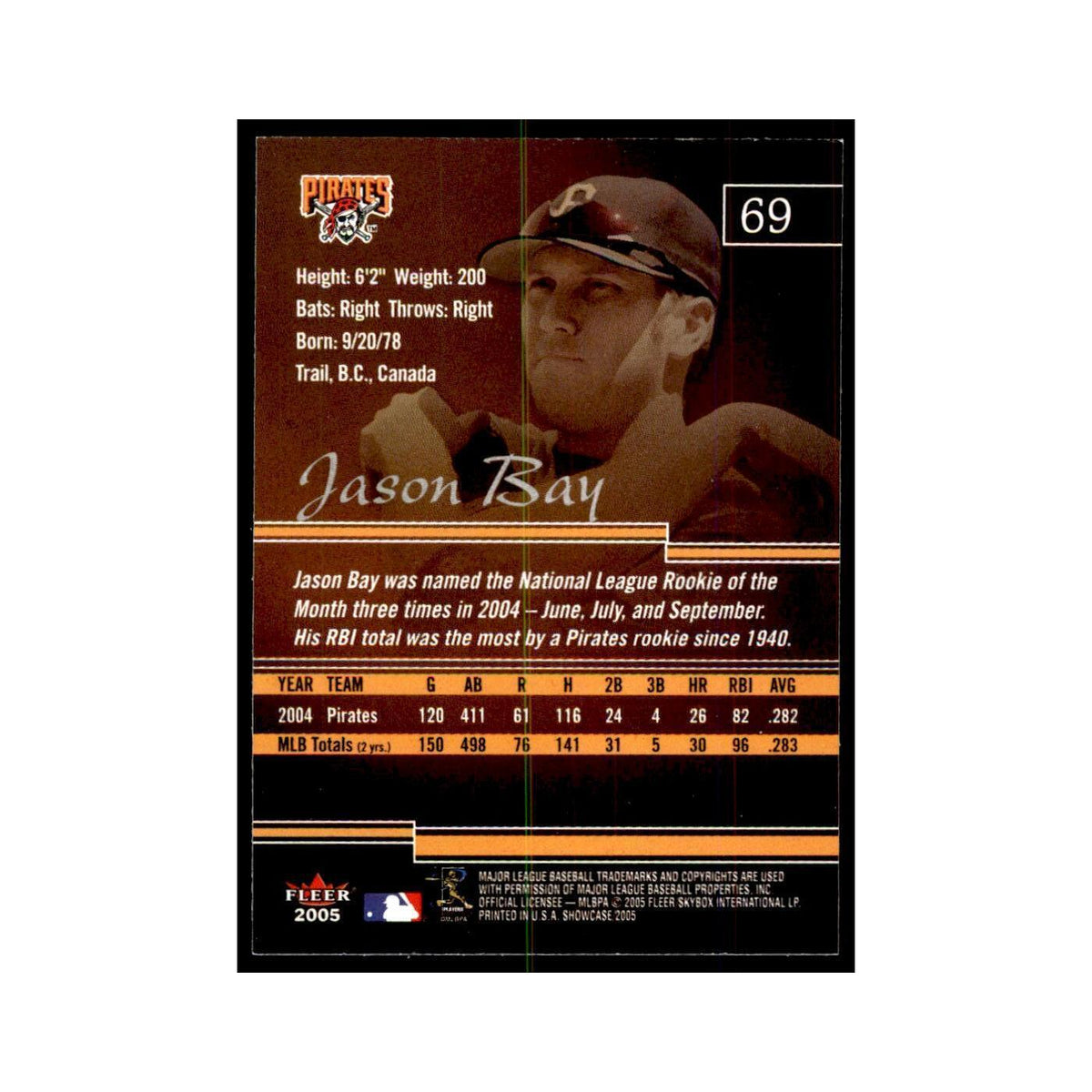 2005 Fleer Showcase Jason Bay Baseball Cards #69