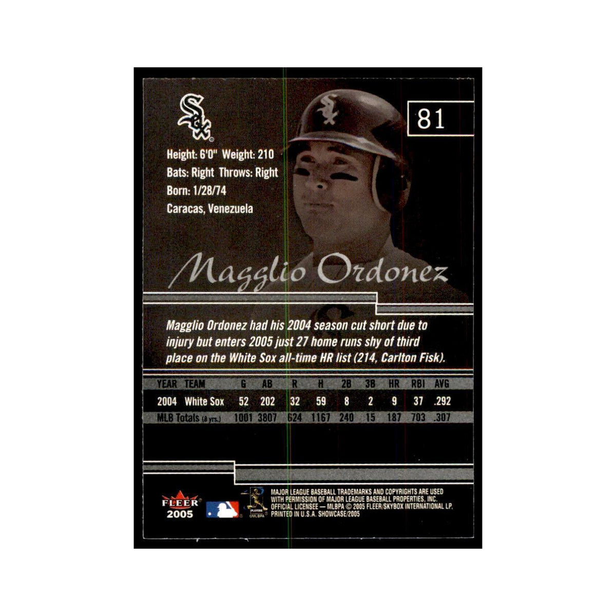 2005 Fleer Showcase Magglio Ordonez Baseball Cards #81