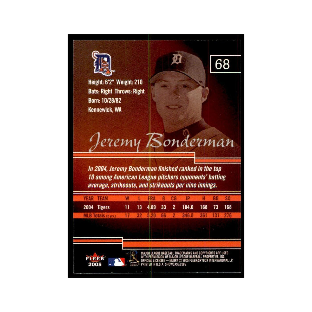 2005 Fleer Showcase Jeremy Bonderman Baseball Cards #68