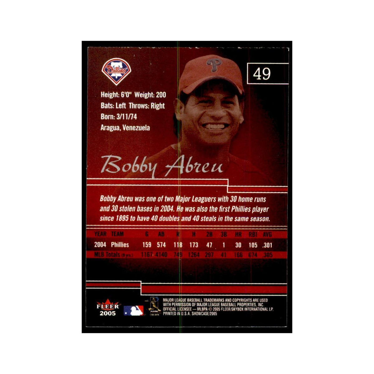 2005 Fleer Showcase Bobby Abreu Baseball Cards #49