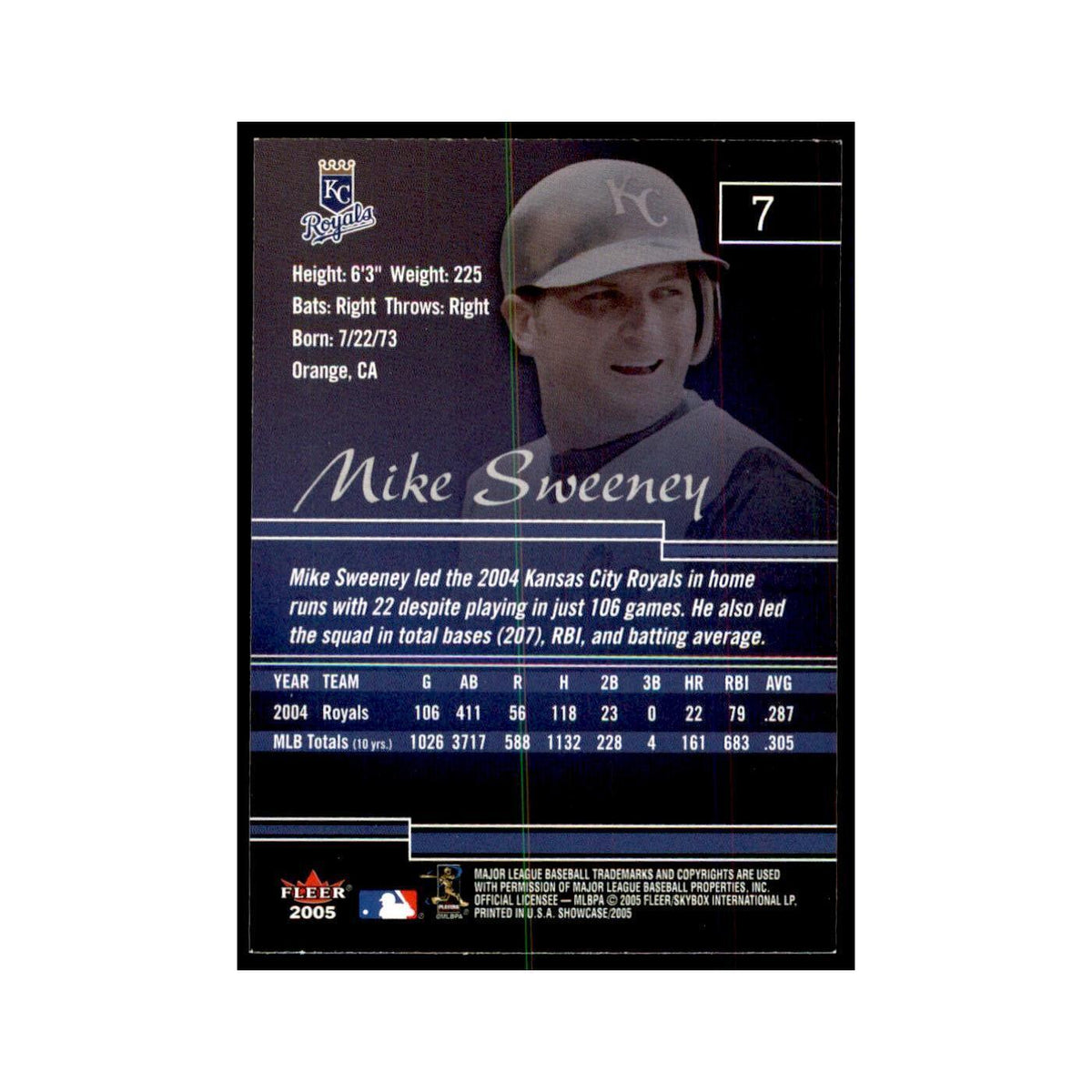 2005 Fleer Showcase Mike Sweeney Baseball Cards #7