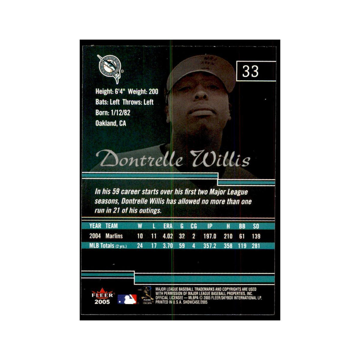 2005 Fleer Showcase Dontrelle Willis Baseball Cards #33
