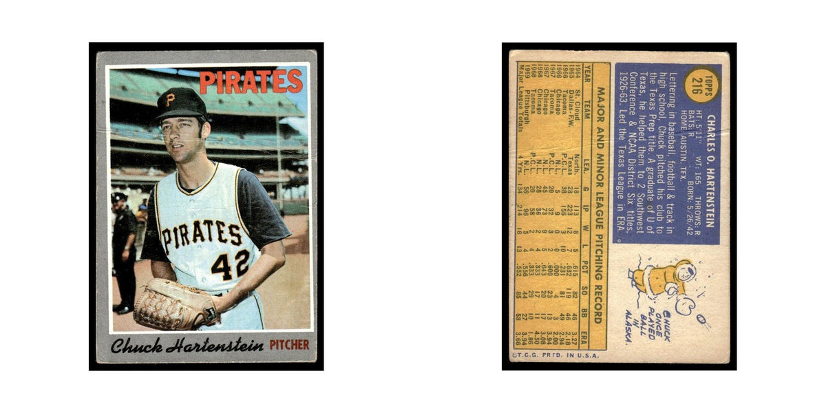 1970 Topps (Damaged) Chuck Hartenstein Pirates #216