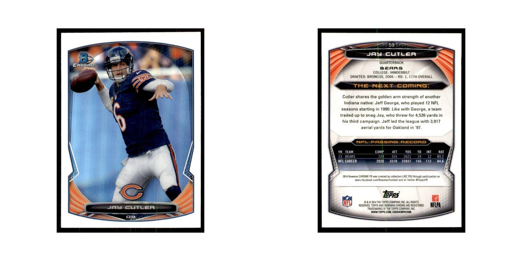 2014 Bowman Chrome Refractor Jay Cutler Football Cards #59