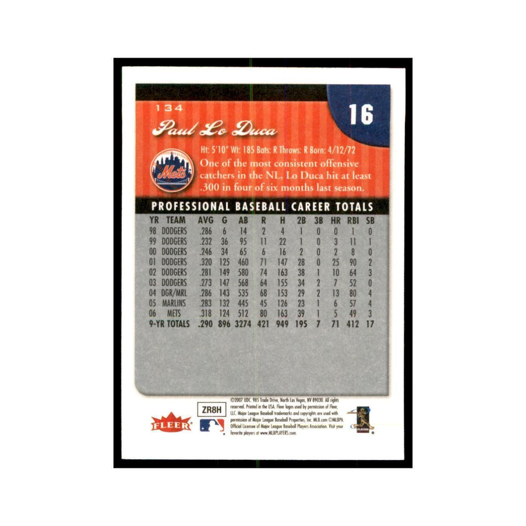 2007 Fleer Paul Lo Duca Baseball Cards #134