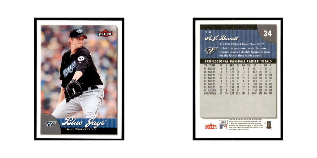 2007 Fleer A.J. Burnett Baseball Cards #15