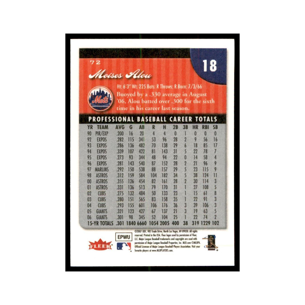 2007 Fleer Moises Alou Baseball Cards #72