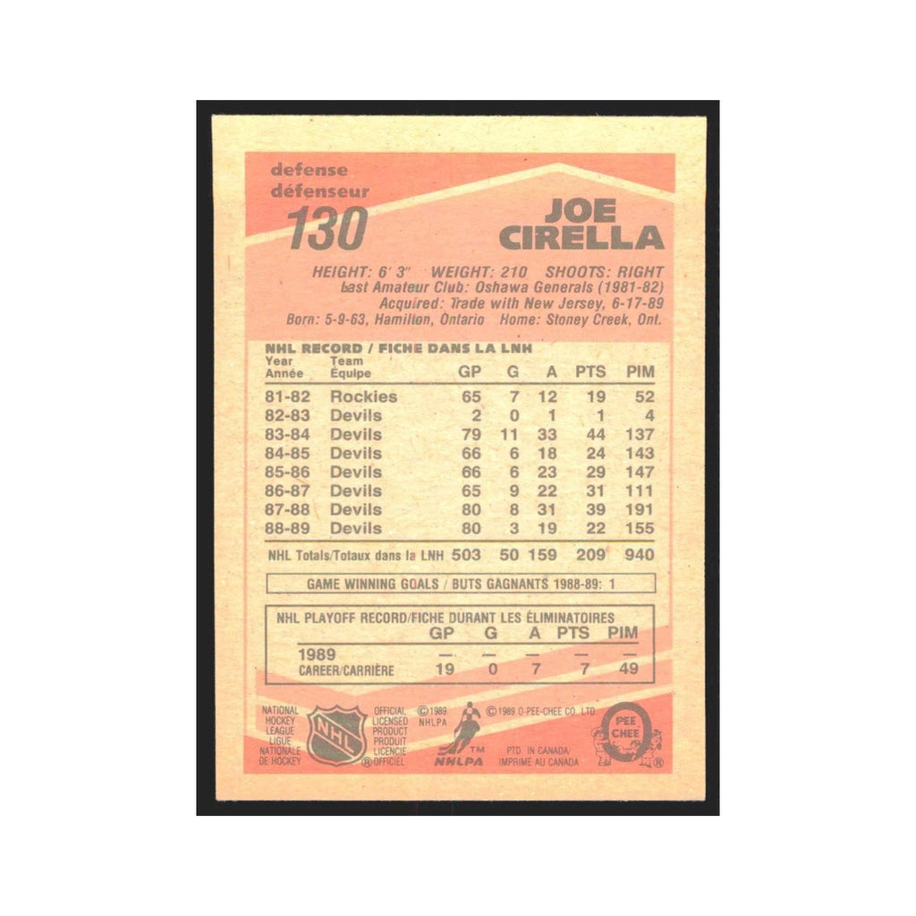 1989 O-Pee-Chee Joe Cirella Quebec Nordiques #130