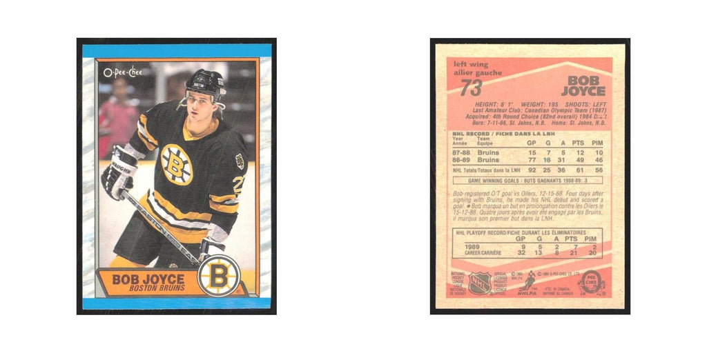 1989 O-Pee-Chee Bob Joyce Boston Bruins #73
