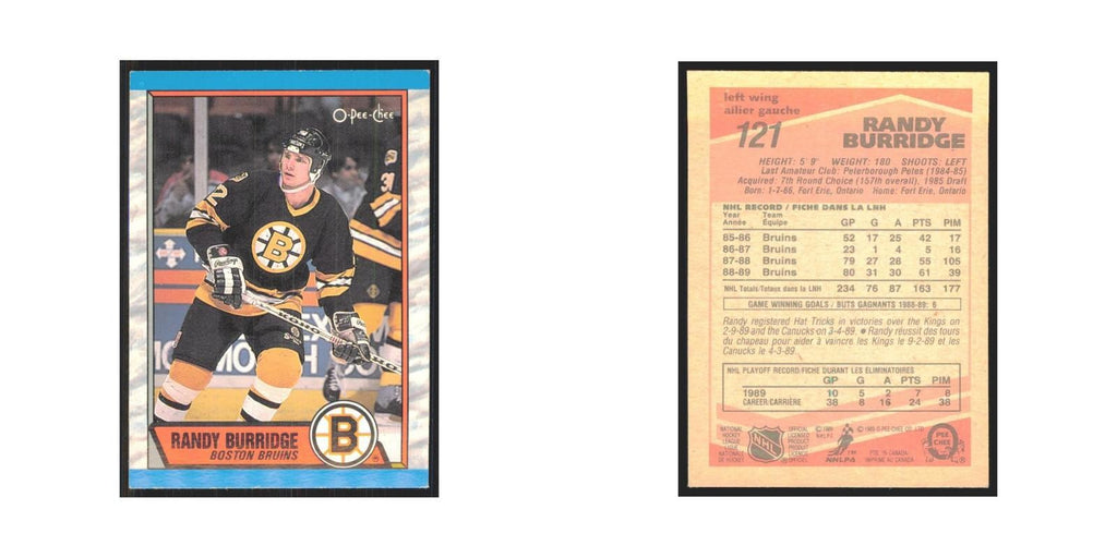 1989 O-Pee-Chee Randy Burridge Boston Bruins #121