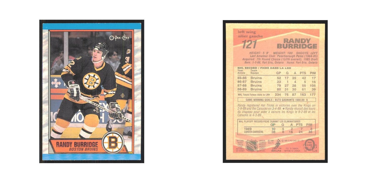 1989 O-Pee-Chee Randy Burridge Boston Bruins #121