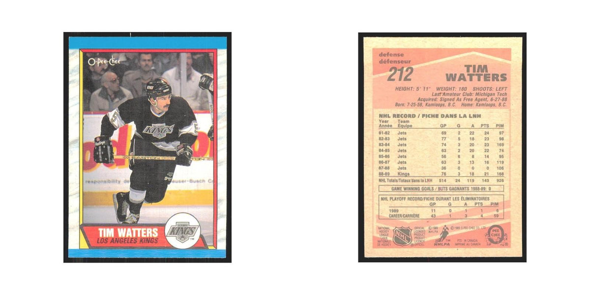 1989 O-Pee-Chee Tim Watters Los Angeles Kings #212