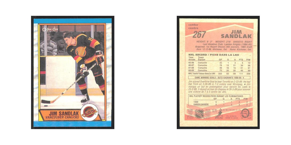 1989 O-Pee-Chee Jim Sandlak Vancouver Canucks #267