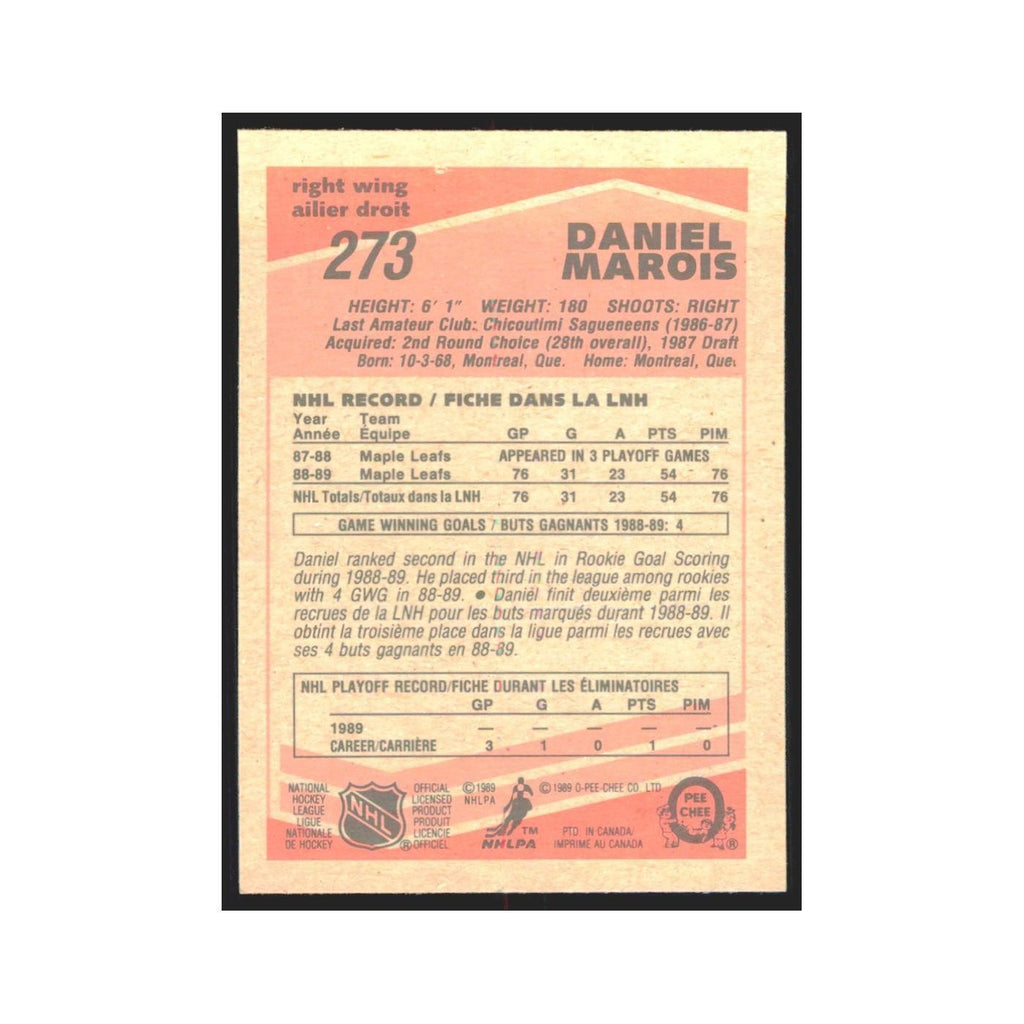 1989 O-Pee-Chee Daniel Marois Toronto Maple Leafs #273